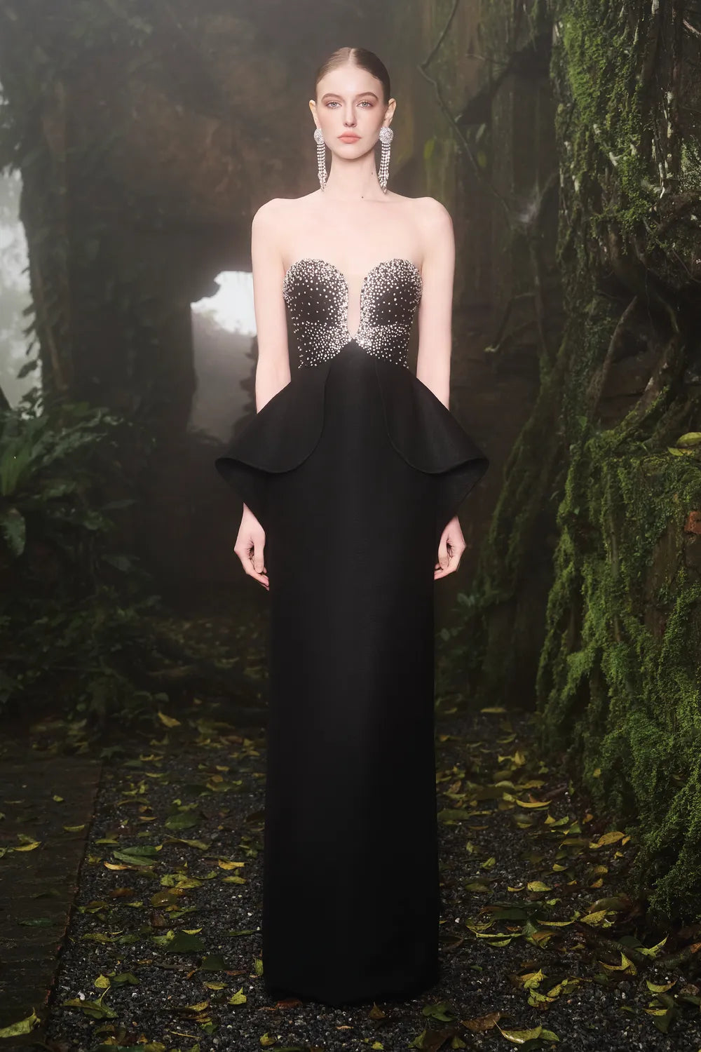 Crystal Strapless Peplum Dress