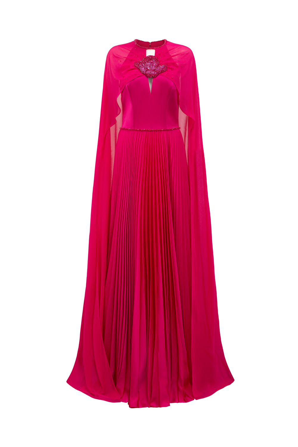 Long Sleeves Cape Pleated Dress