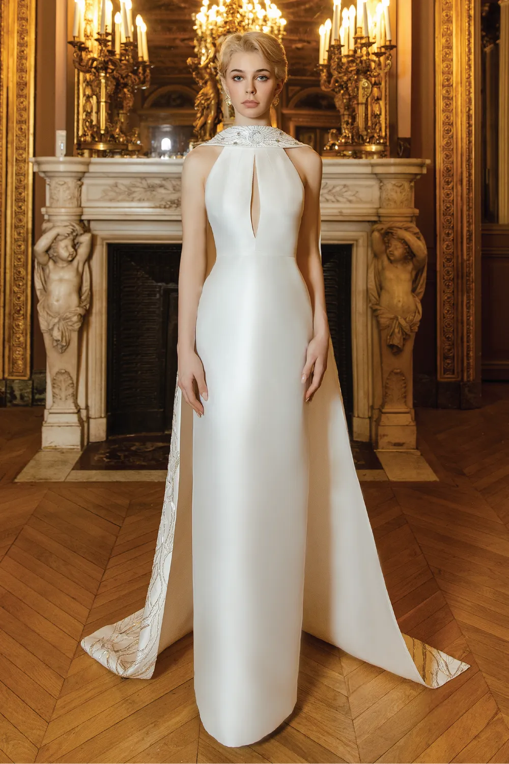 Long Back Flap Chest Cut-Out Dress XXL / White Long Back Flap Chest Cut-Out Dress XXL / White