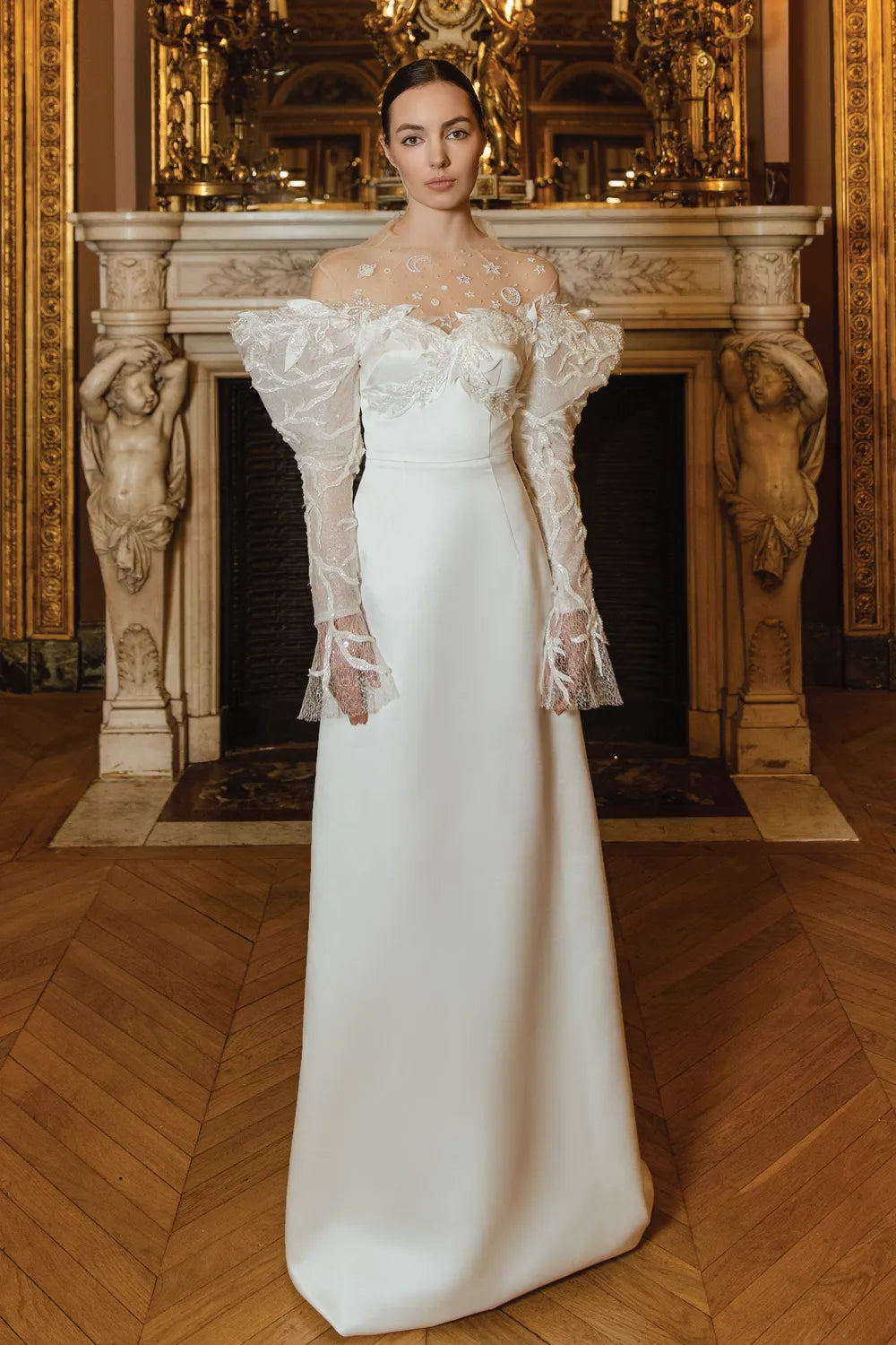 Open Shoulder Trumpet Sleeve Dress