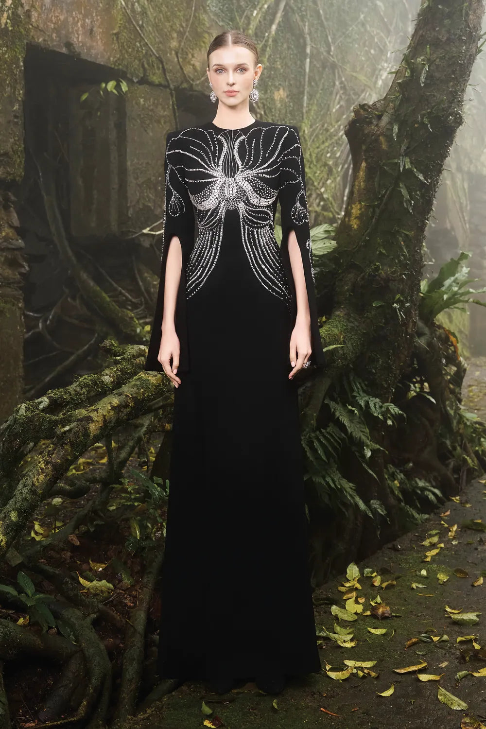 Orchid Embellished Cape Sleeve Dress