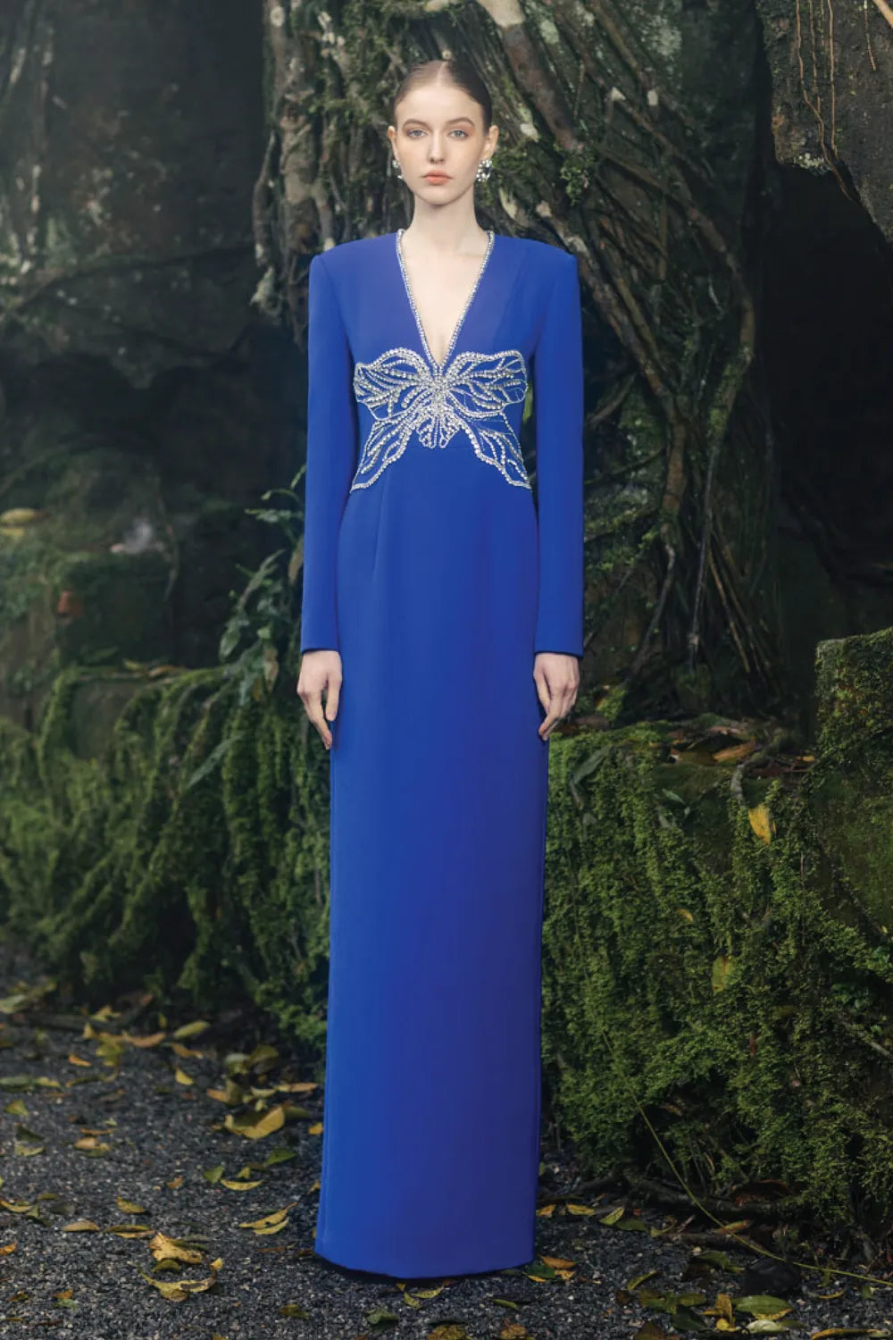 V-Neck Orchid Embellished Dress