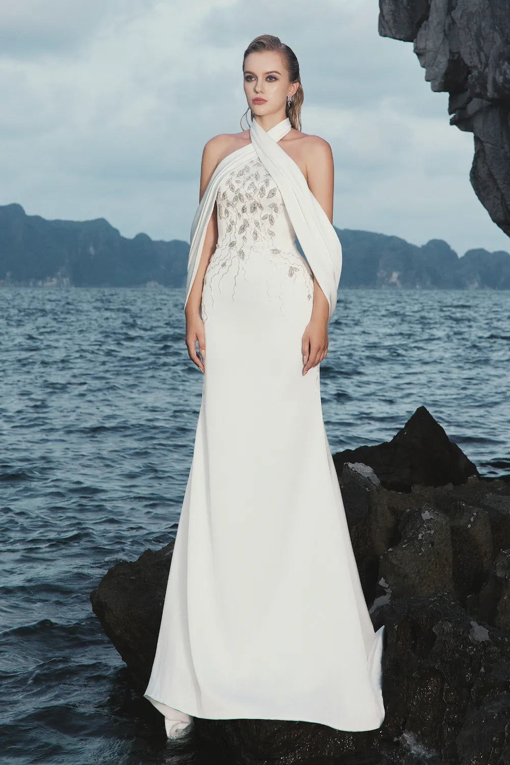 Open Shoulder Cross-Over Flap Dress