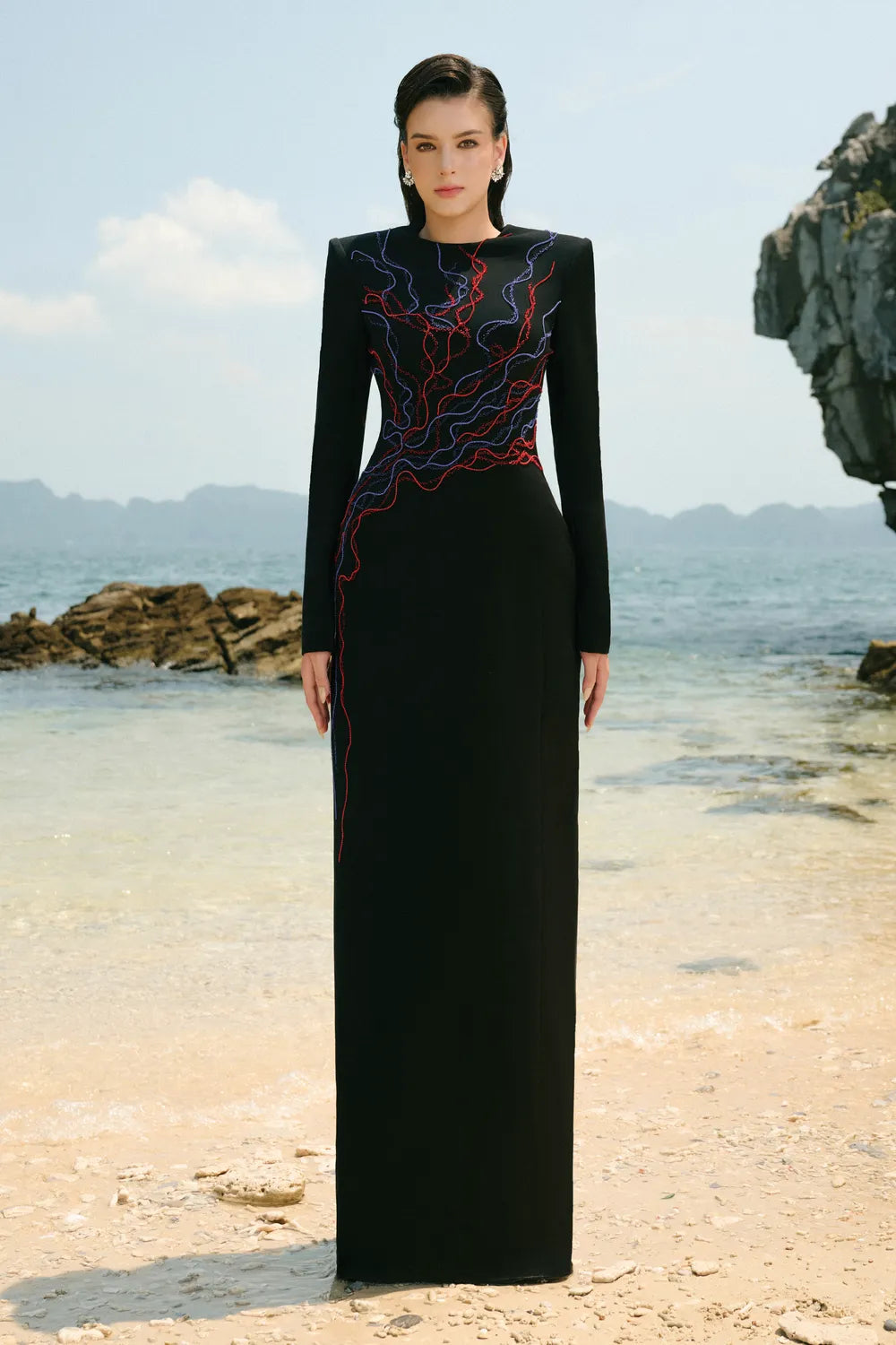 Stylized Crystal Embellished Straight Dress