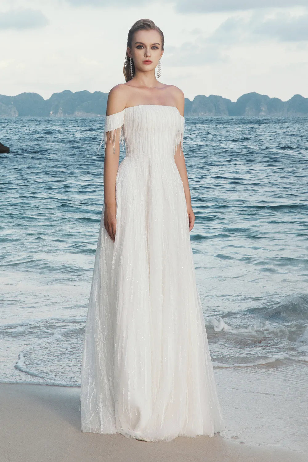 Off-Shoulder Sequin Embellished Dress