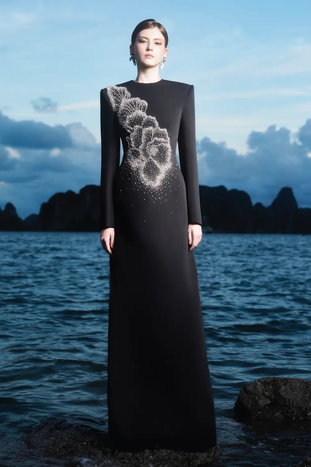 Floral Crystal Pattern Straight Dress