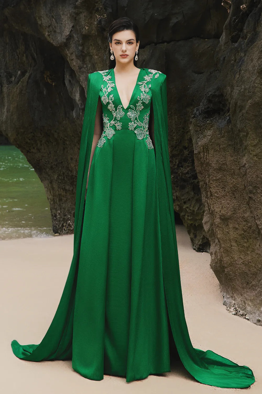 Layered Flap Long Sleeves Cape Dress