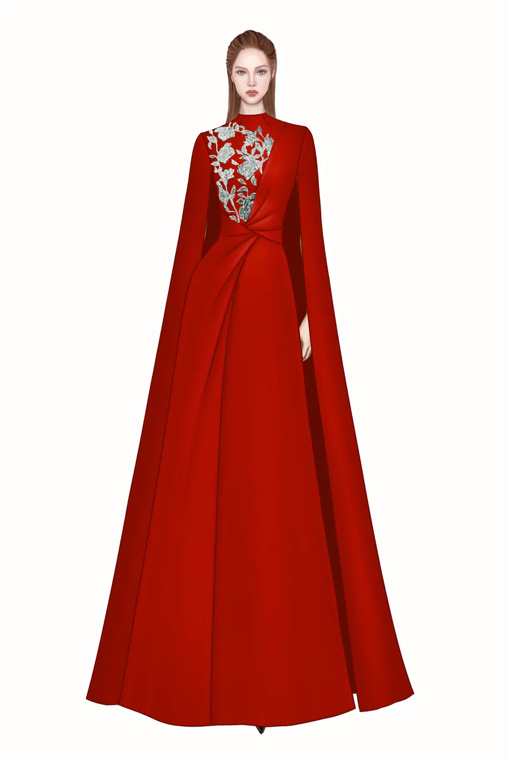 High Neck Twisted Waist Back Flap Dress - TRACY COUTURE