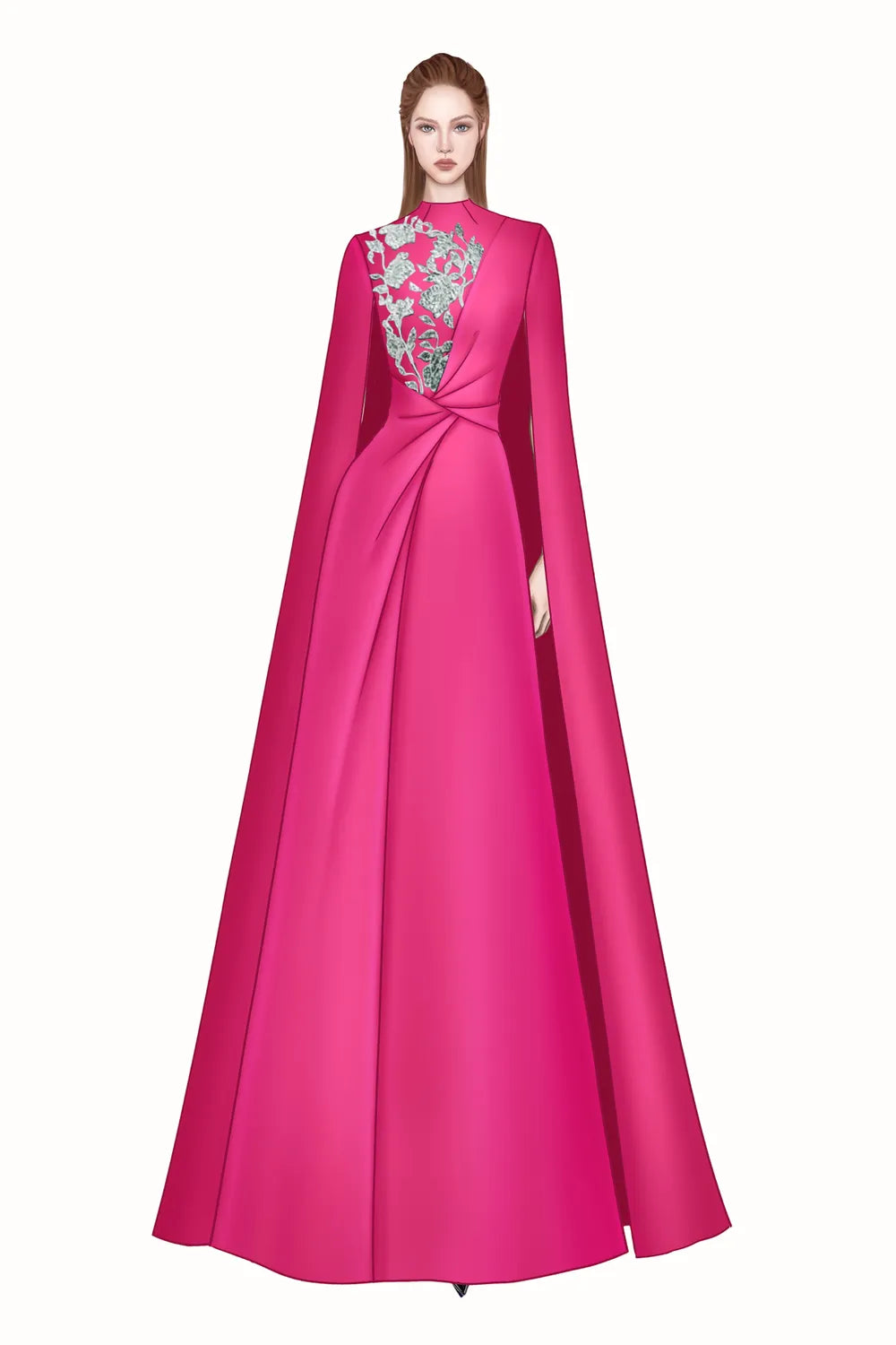 High Neck Twisted Waist Back Flap Dress - TRACY COUTURE