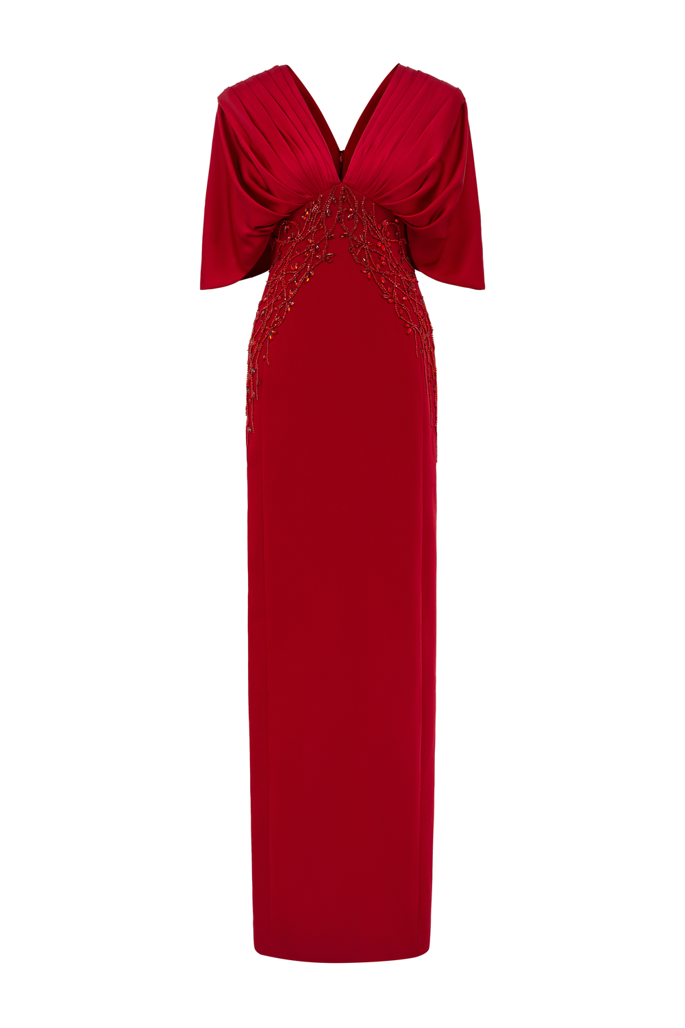 Deep V-Neck Short Cape Sleeves Dress