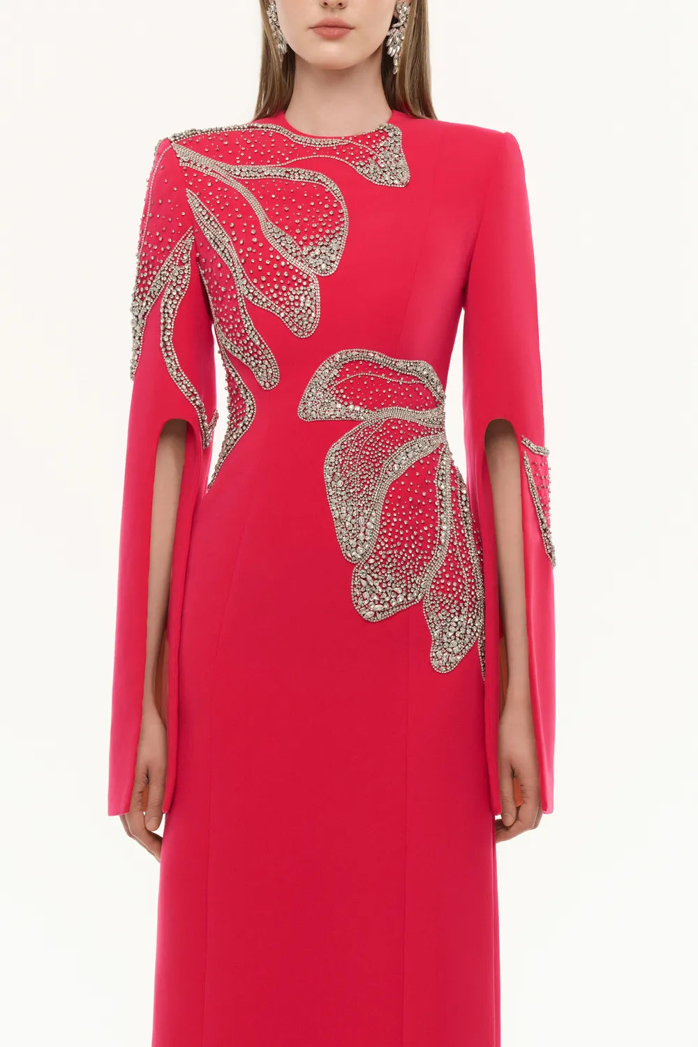 Flared Sleeve Double Floral Ankle Dress - TRACY COUTURE