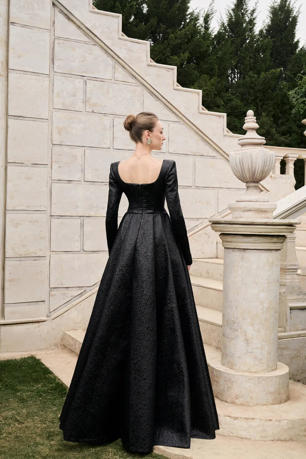 Semi Heart Chest With Crystal-Embellished Flared Dress