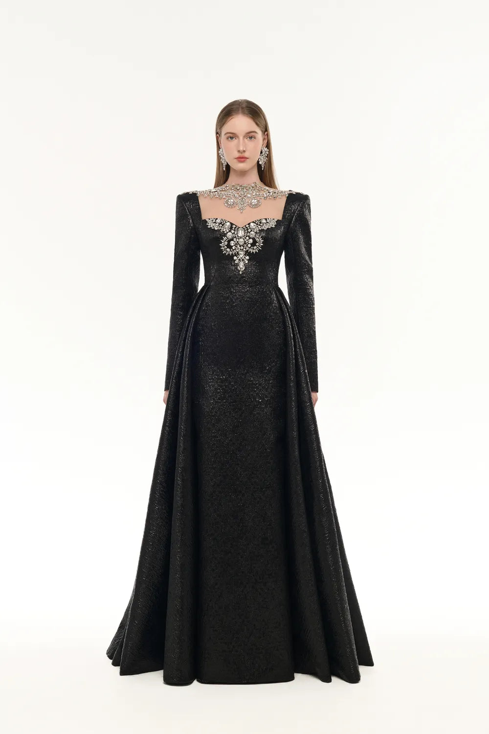 Semi Heart Chest With Crystal-Embellished Flared Dress