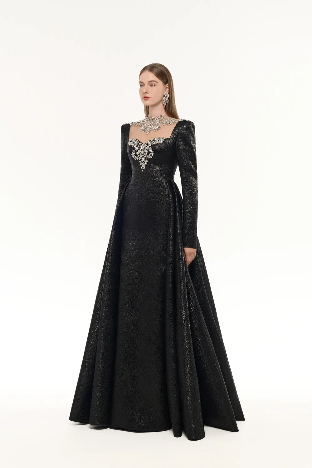 Semi Heart Chest With Crystal-Embellished Flared Dress