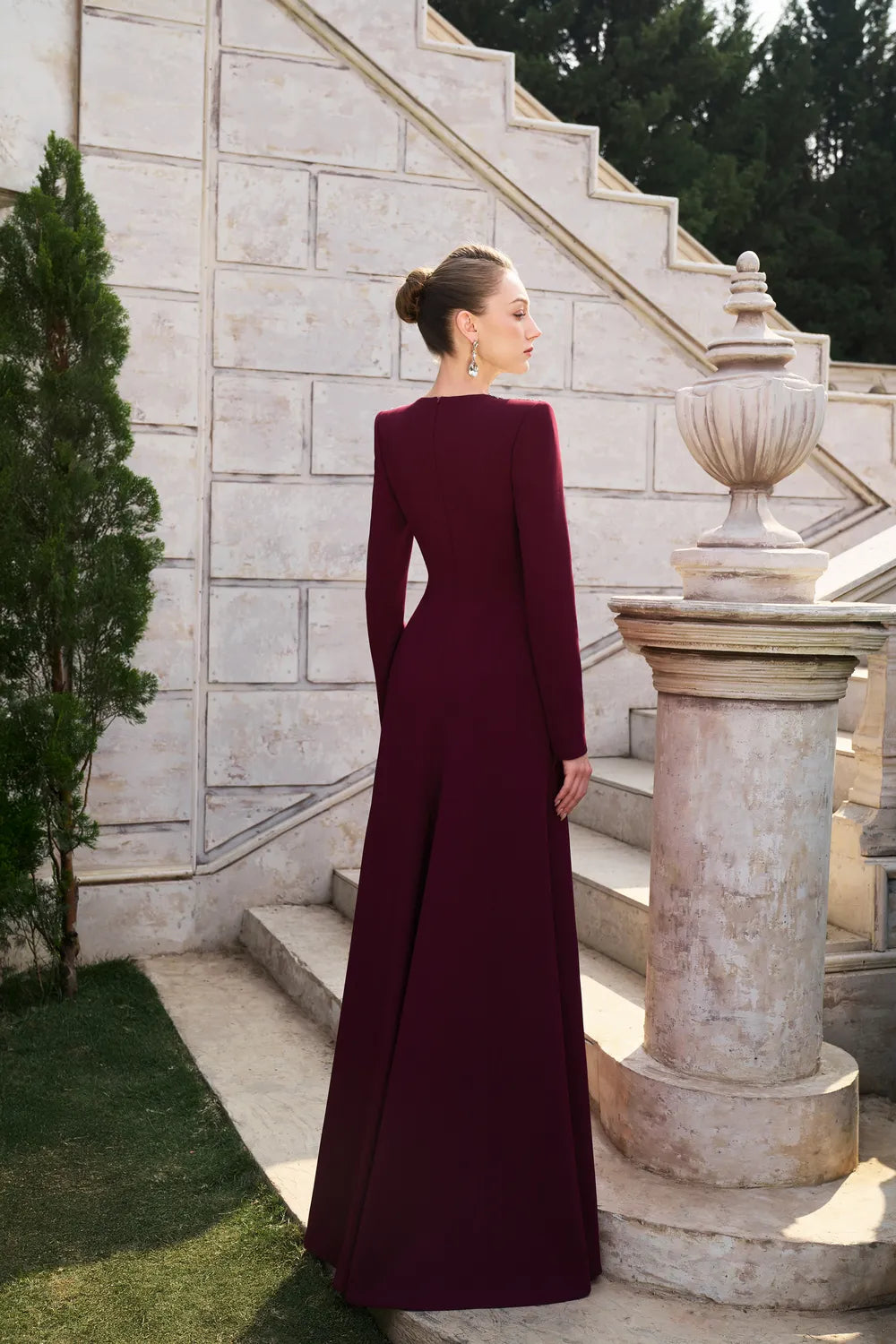 Stylized Crystal-Embellished See-Through Chest A-line Dress