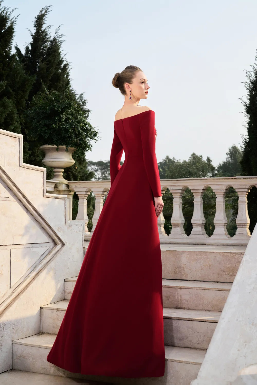 See Through Shoulder With 3D Embellished Flared Flap Dress