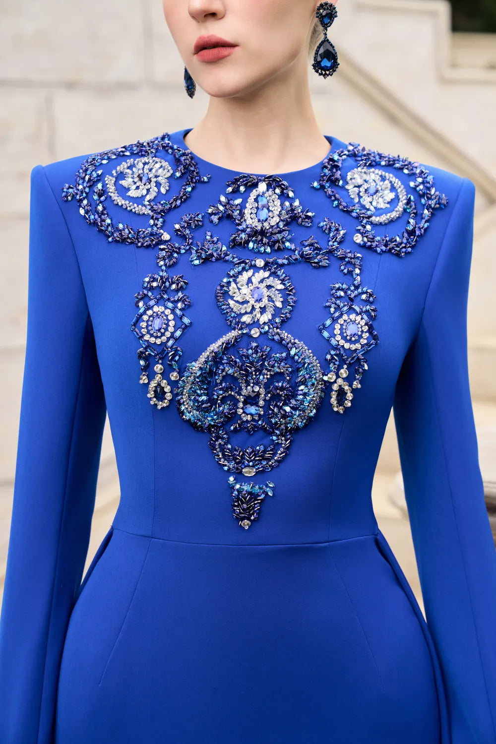 3D Crystal-Embellished Long Back Flap