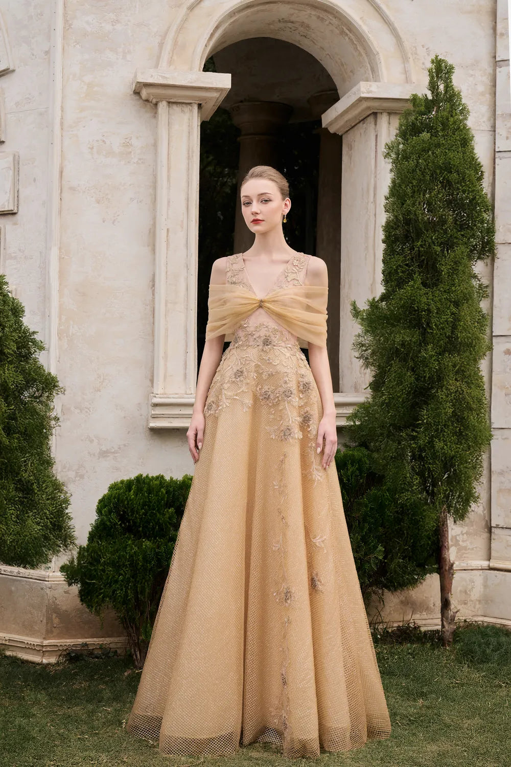 Strappy With See-Through Mesh Shoulder Dress