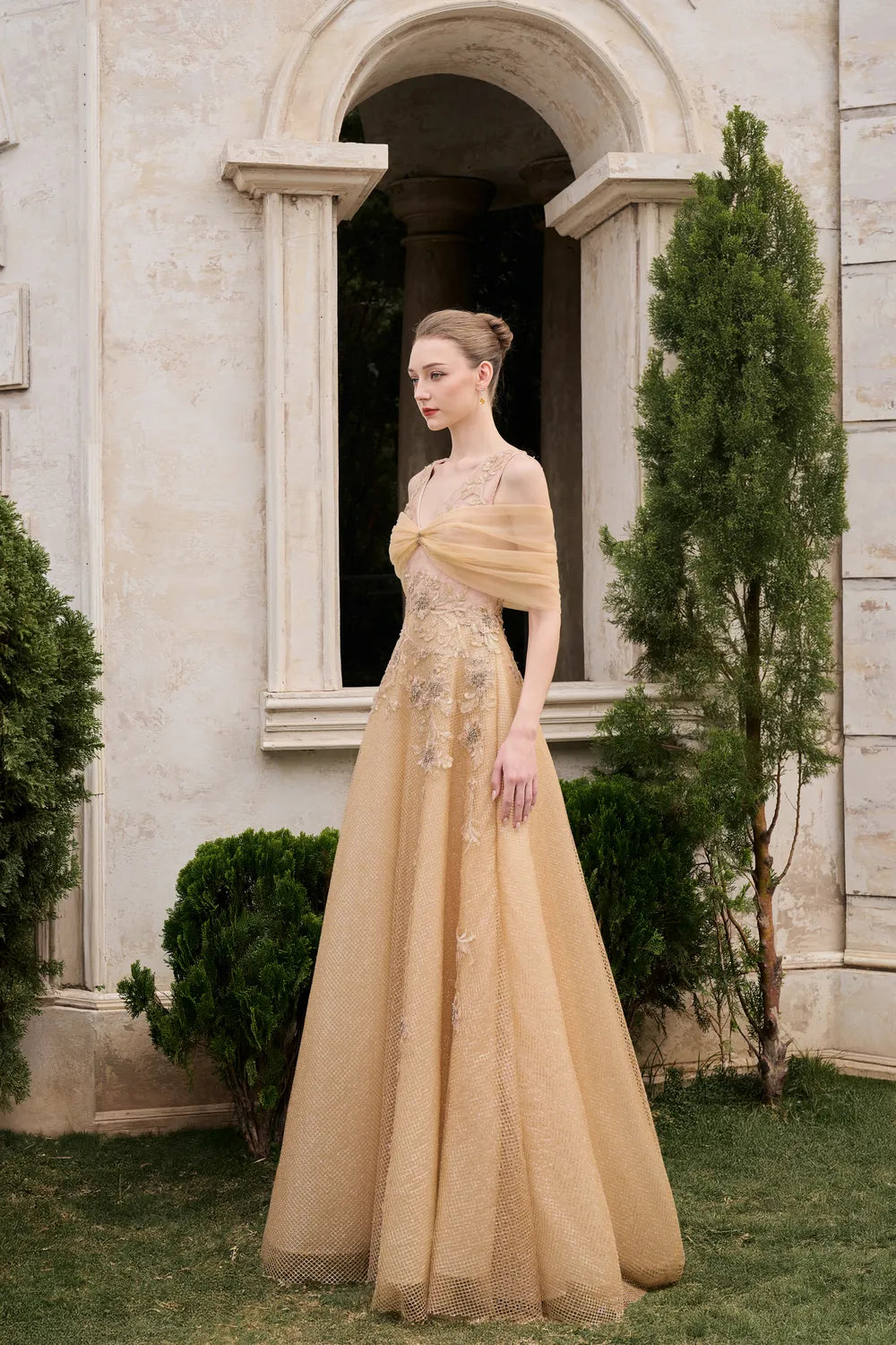 Strappy With See-Through Mesh Shoulder Dress