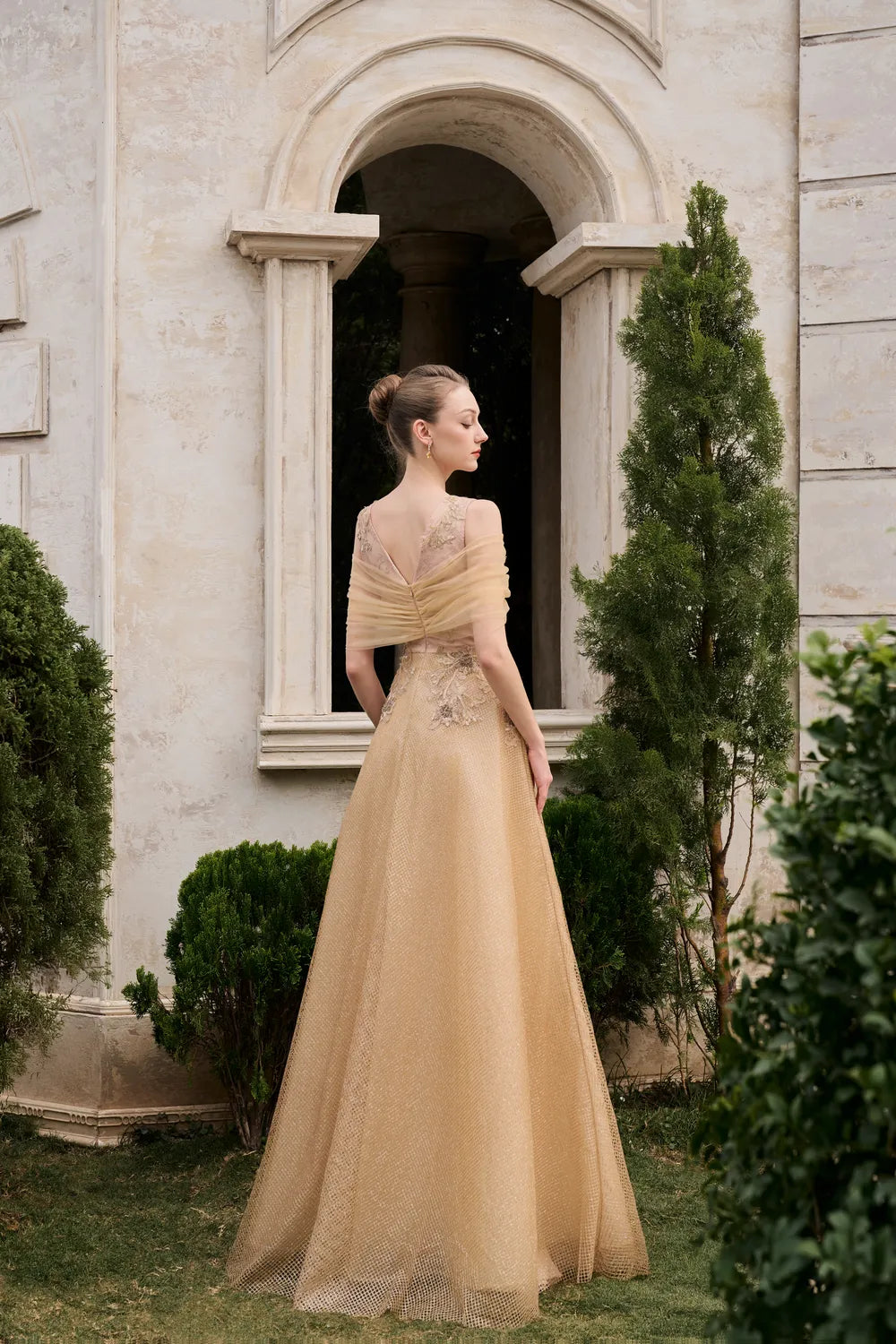 Strappy With See-Through Mesh Shoulder Dress