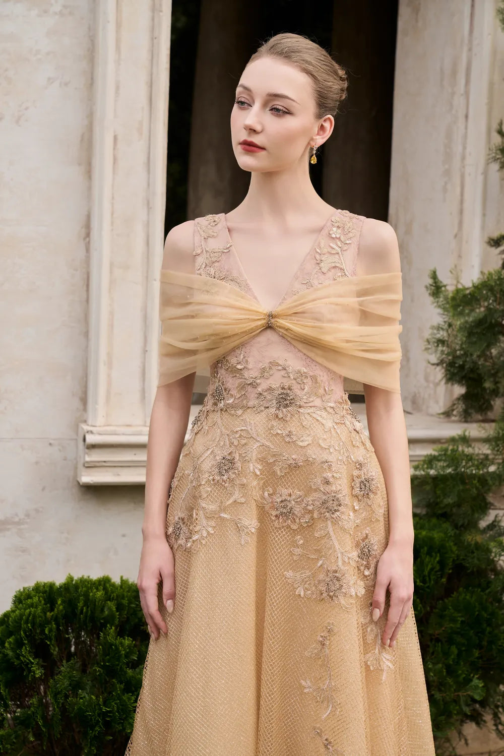 Strappy With See-Through Mesh Shoulder Dress