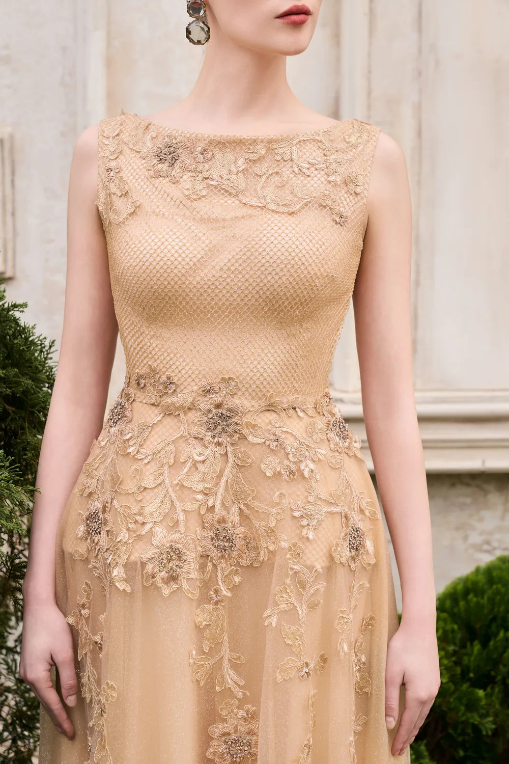 Sleeveless Boat Neck Draped A-Line Dress