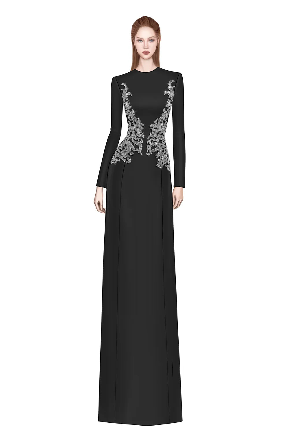 Symmetric Crystal-Embellished Straight Dress