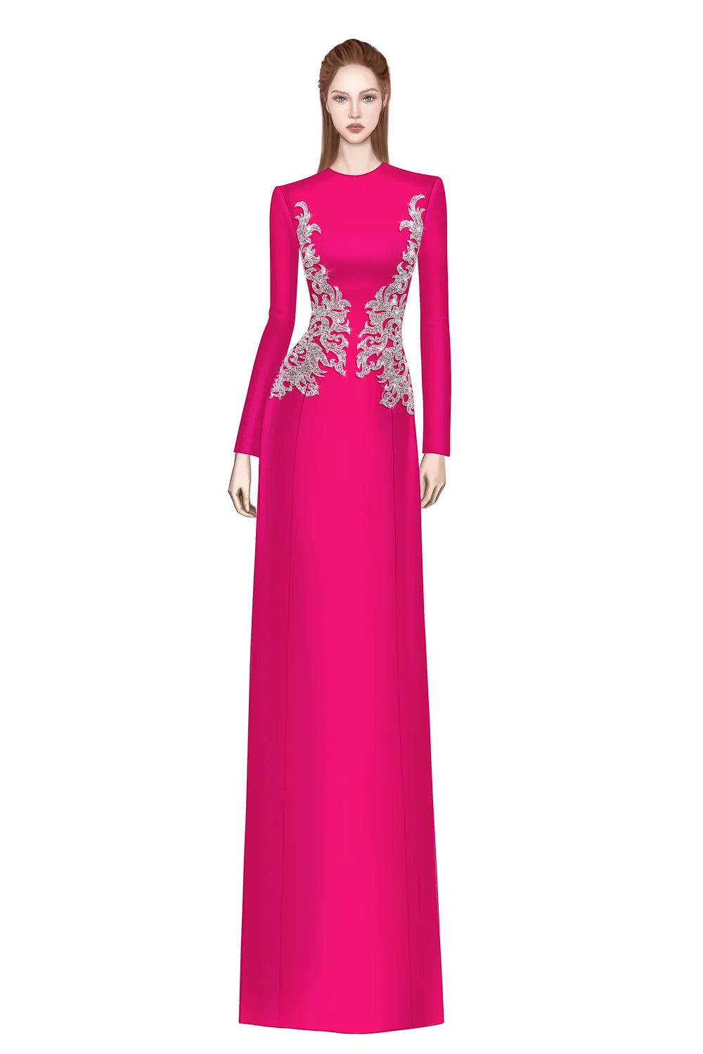 Symmetric Crystal-Embellished Straight Dress