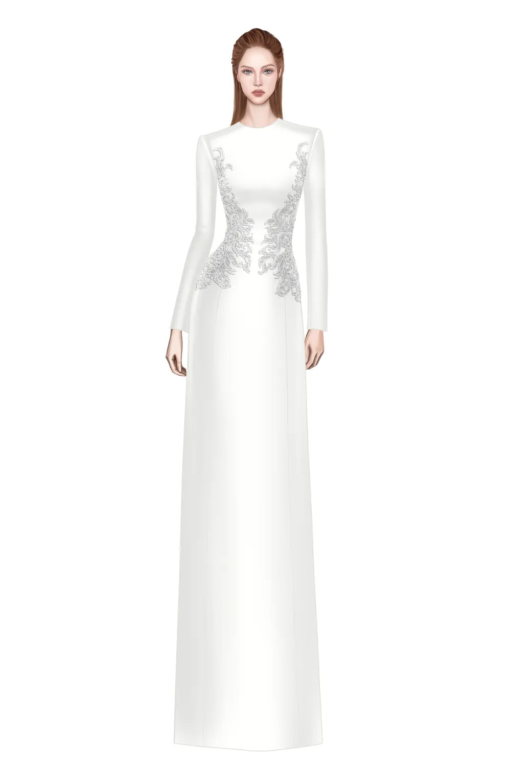 Symmetric Crystal-Embellished Straight Dress