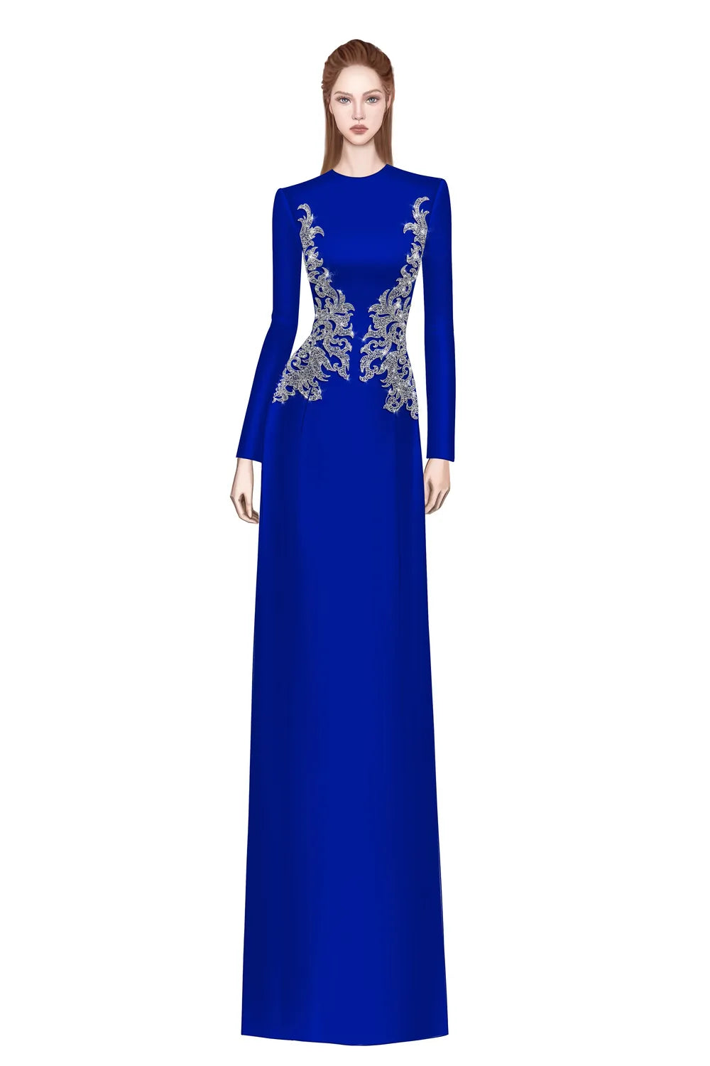 Symmetric Crystal-Embellished Straight Dress