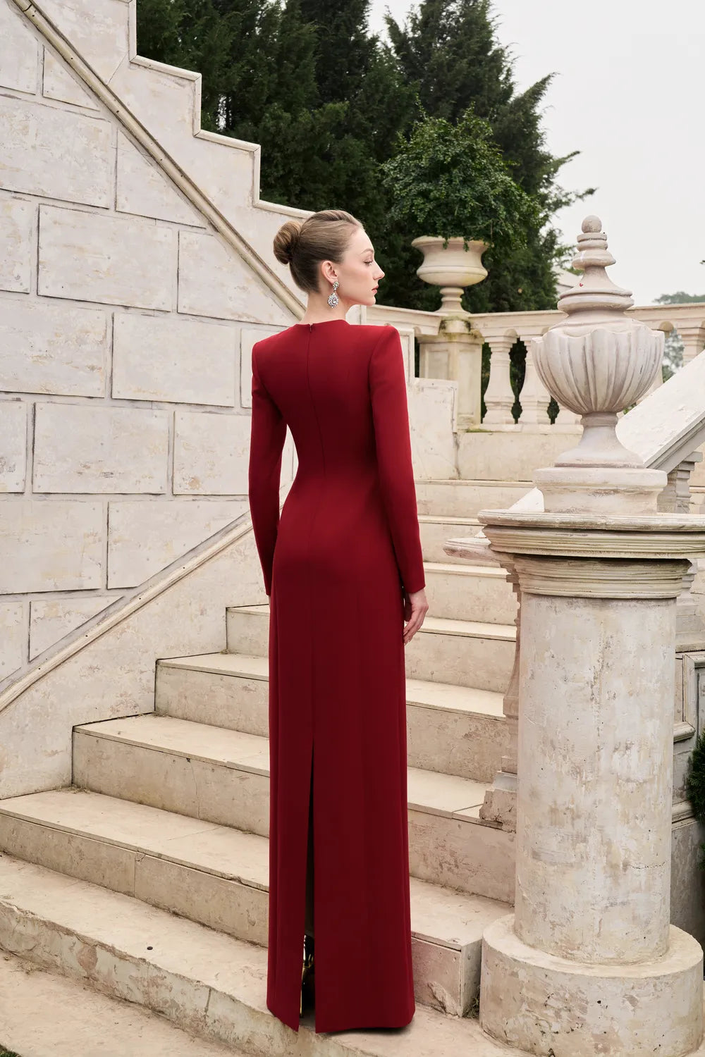 Symmetric Crystal-Embellished Straight Dress