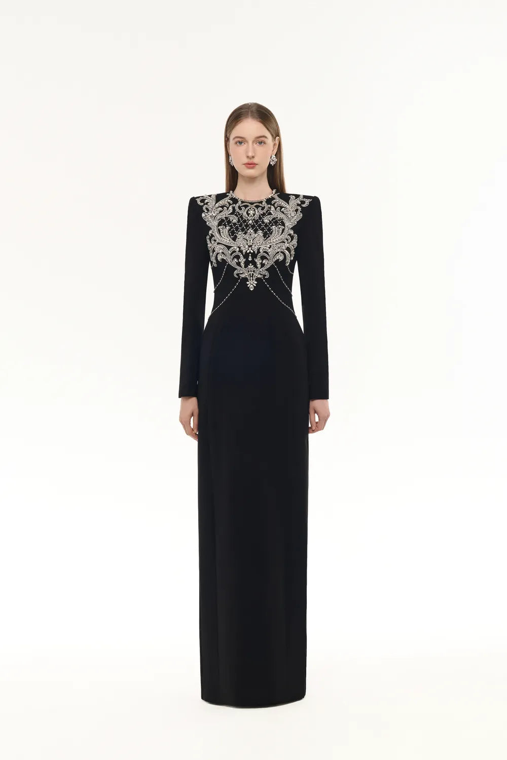 Classy Crystal-Embellished Straight Dress