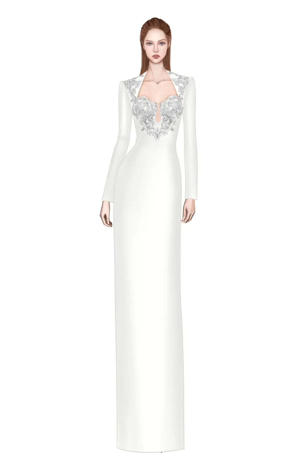 Trapezoid Neckline Tear-Drop Cut-Out Chest Dress