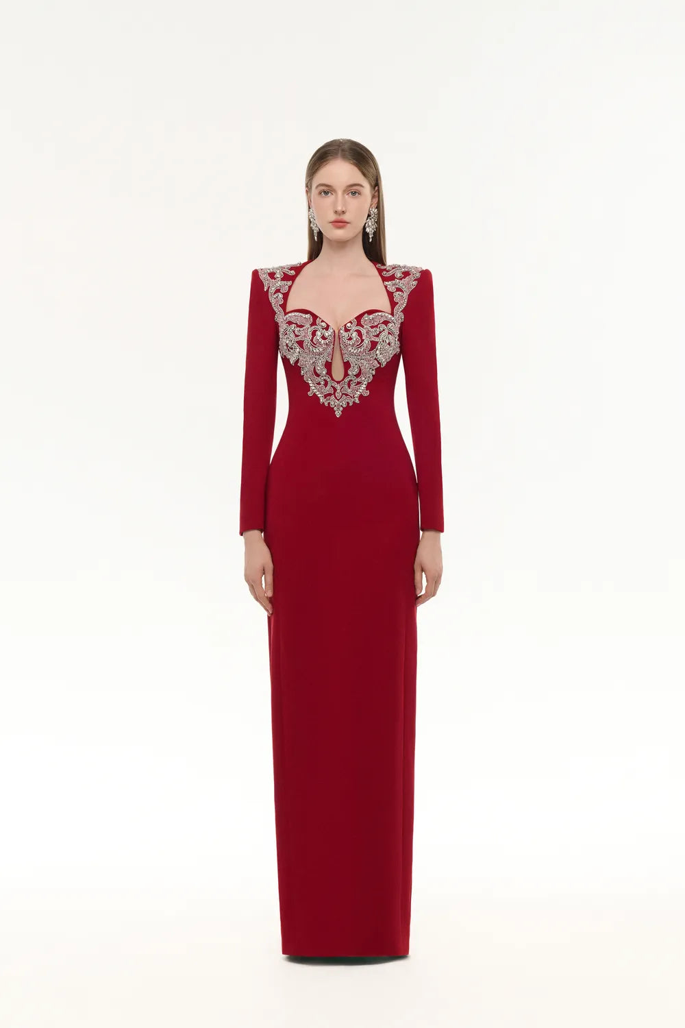 Trapezoid Neckline Tear-Drop Cut-Out Chest Dress