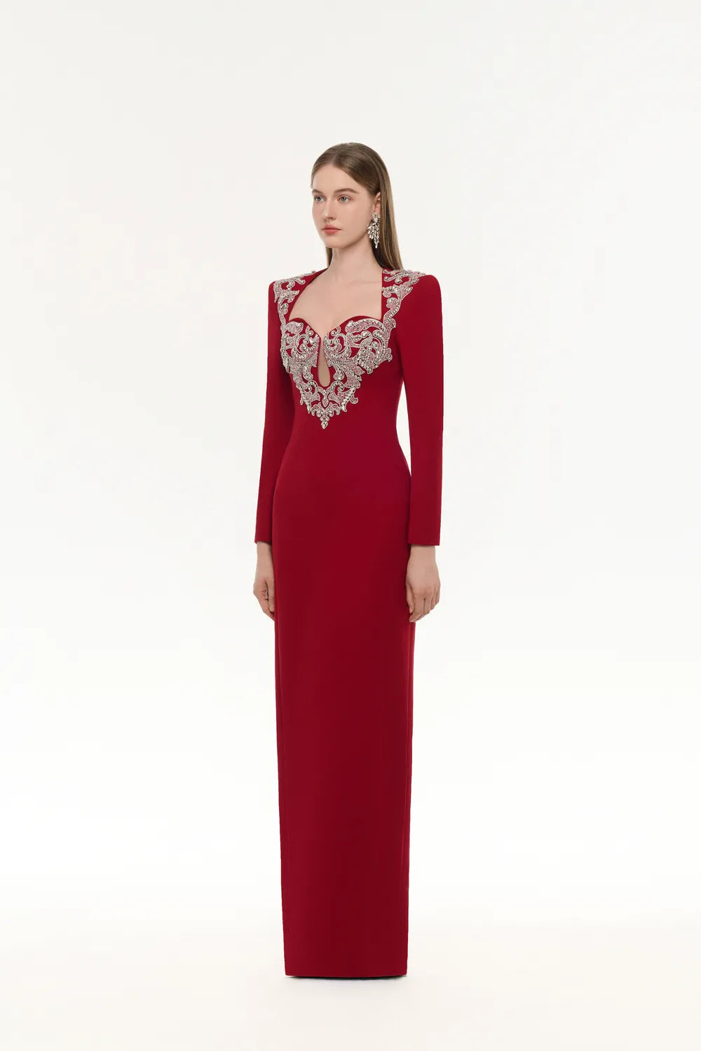 Trapezoid Neckline Tear-Drop Cut-Out Chest Dress