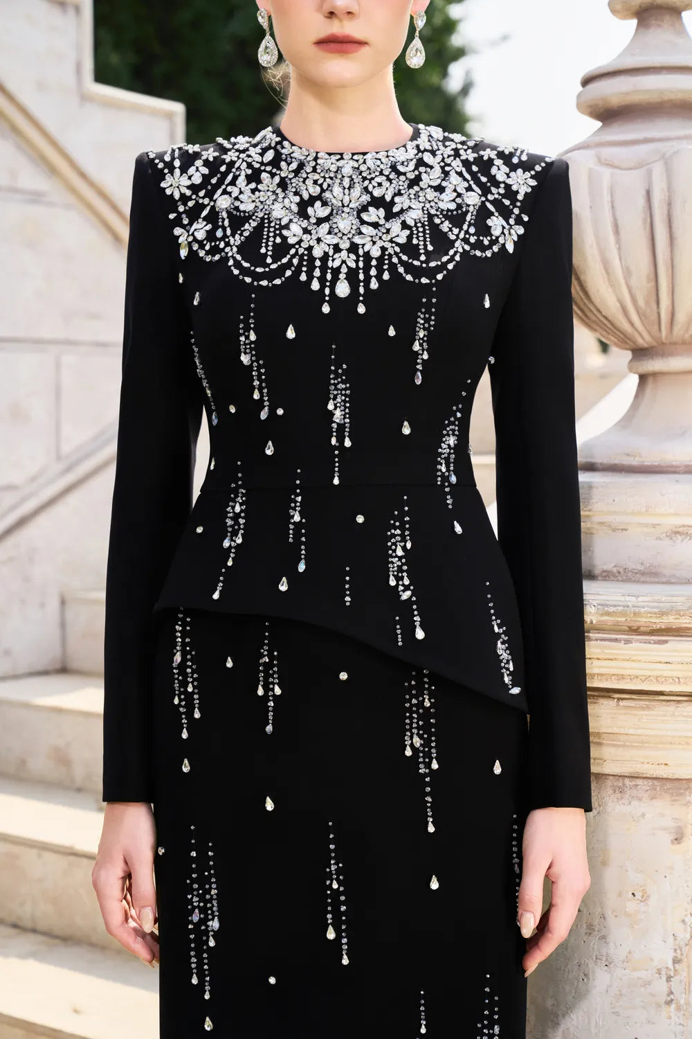 Rainfall Crystal-Embellished Light A-line Dress