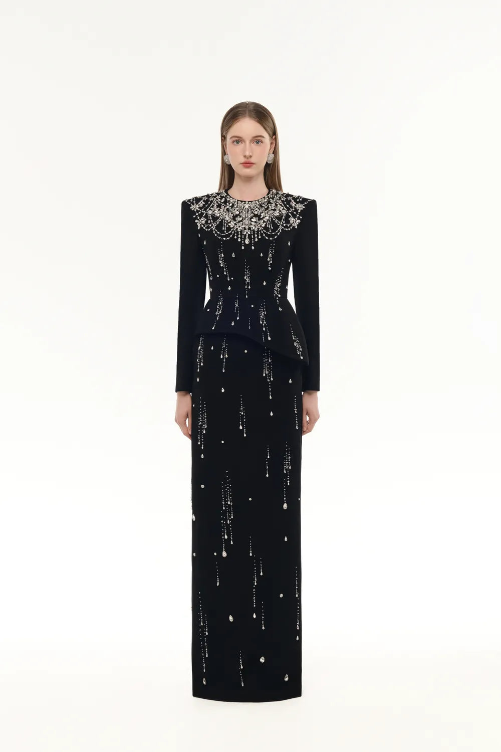 Rainfall Crystal-Embellished Light A-line Dress
