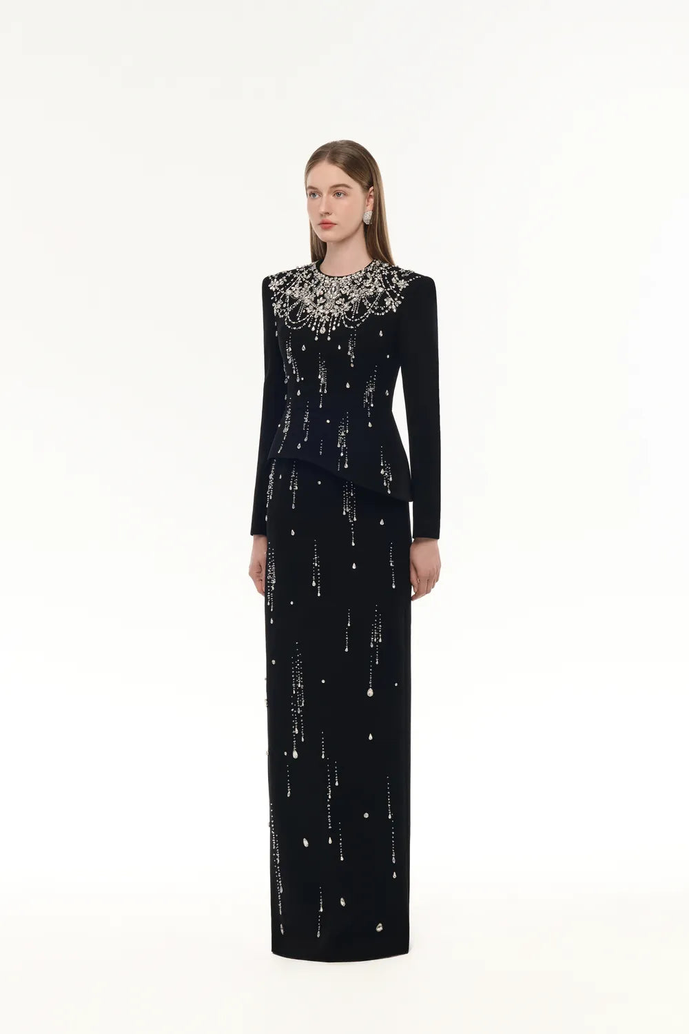 Rainfall Crystal-Embellished Light A-line Dress