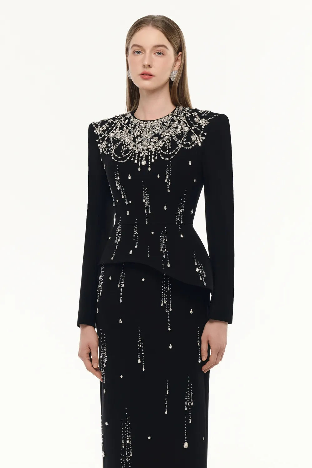 Rainfall Crystal-Embellished Light A-line Dress