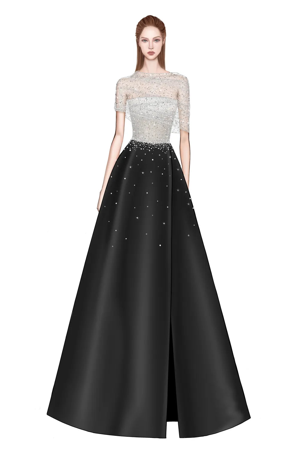 Diagonal Folded Top With Side Slit A-Line Set