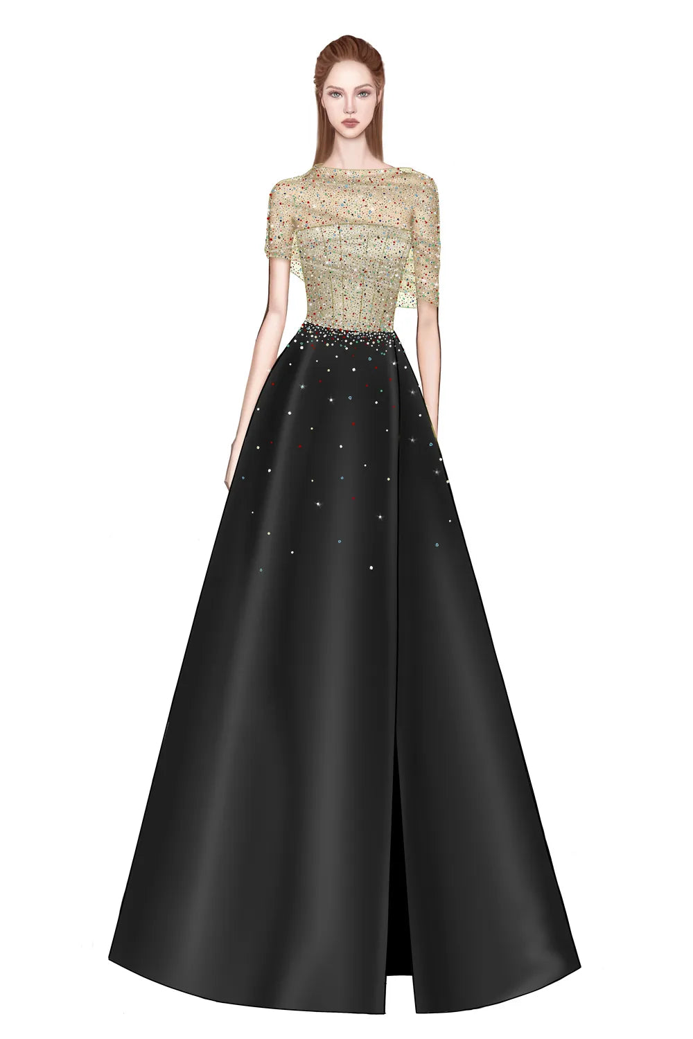 Diagonal Folded Top With Side Slit A-Line Set