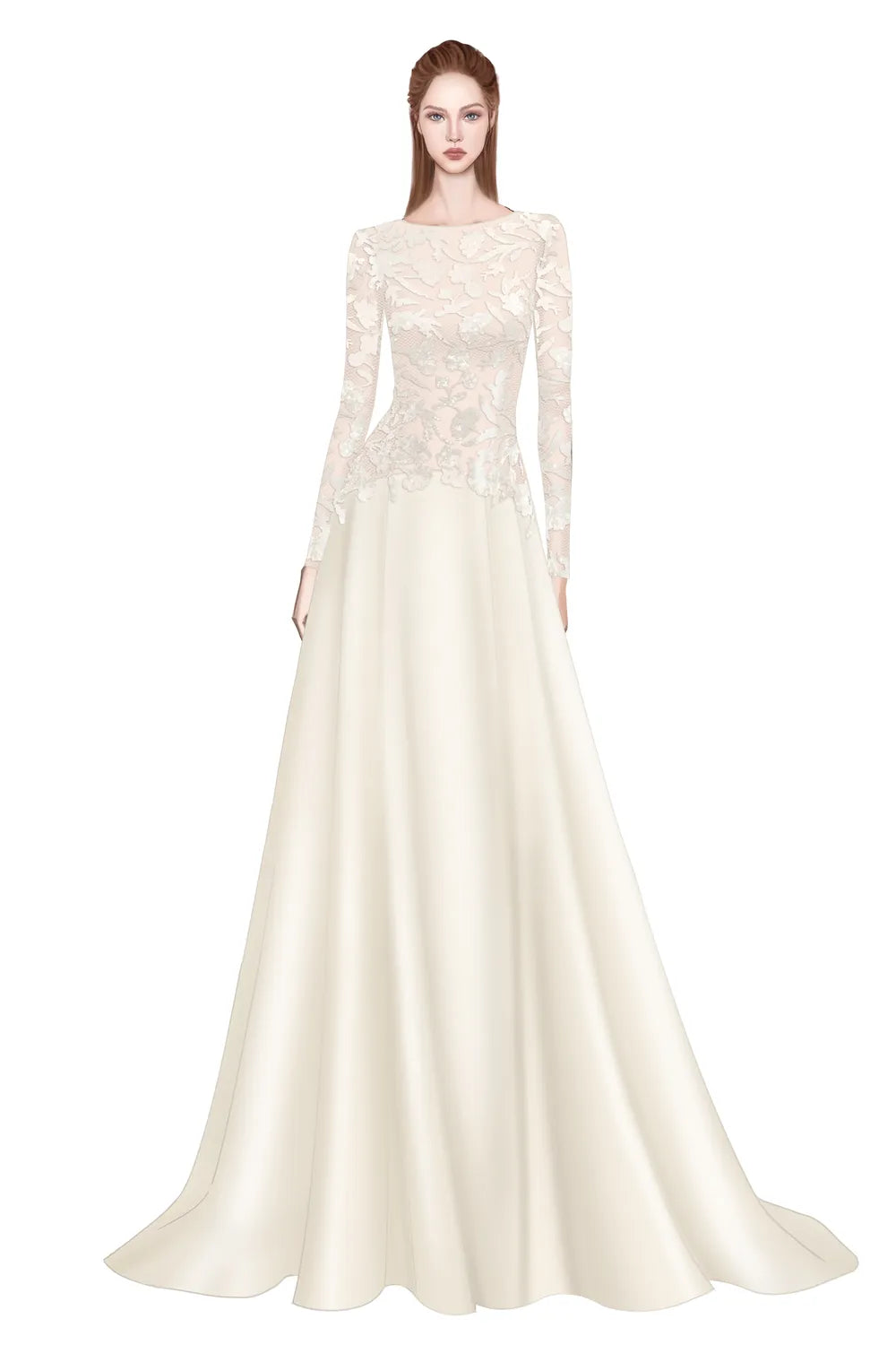 Boat Neck Floral Lace Flared A-line Dress