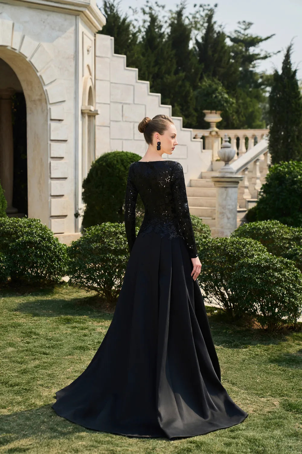 Boat Neck Floral Lace Flared A-line Dress