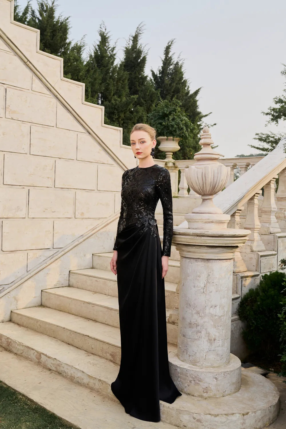 See-Through Lace Sequin Pattern Dress