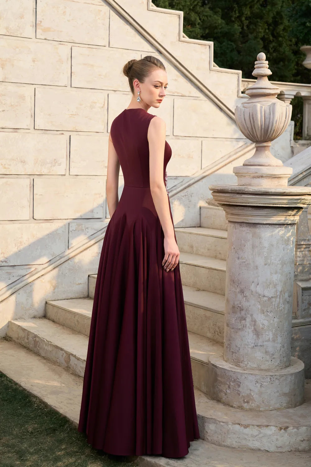 Strappy Anne Queen Neck Gathered A-line Dress