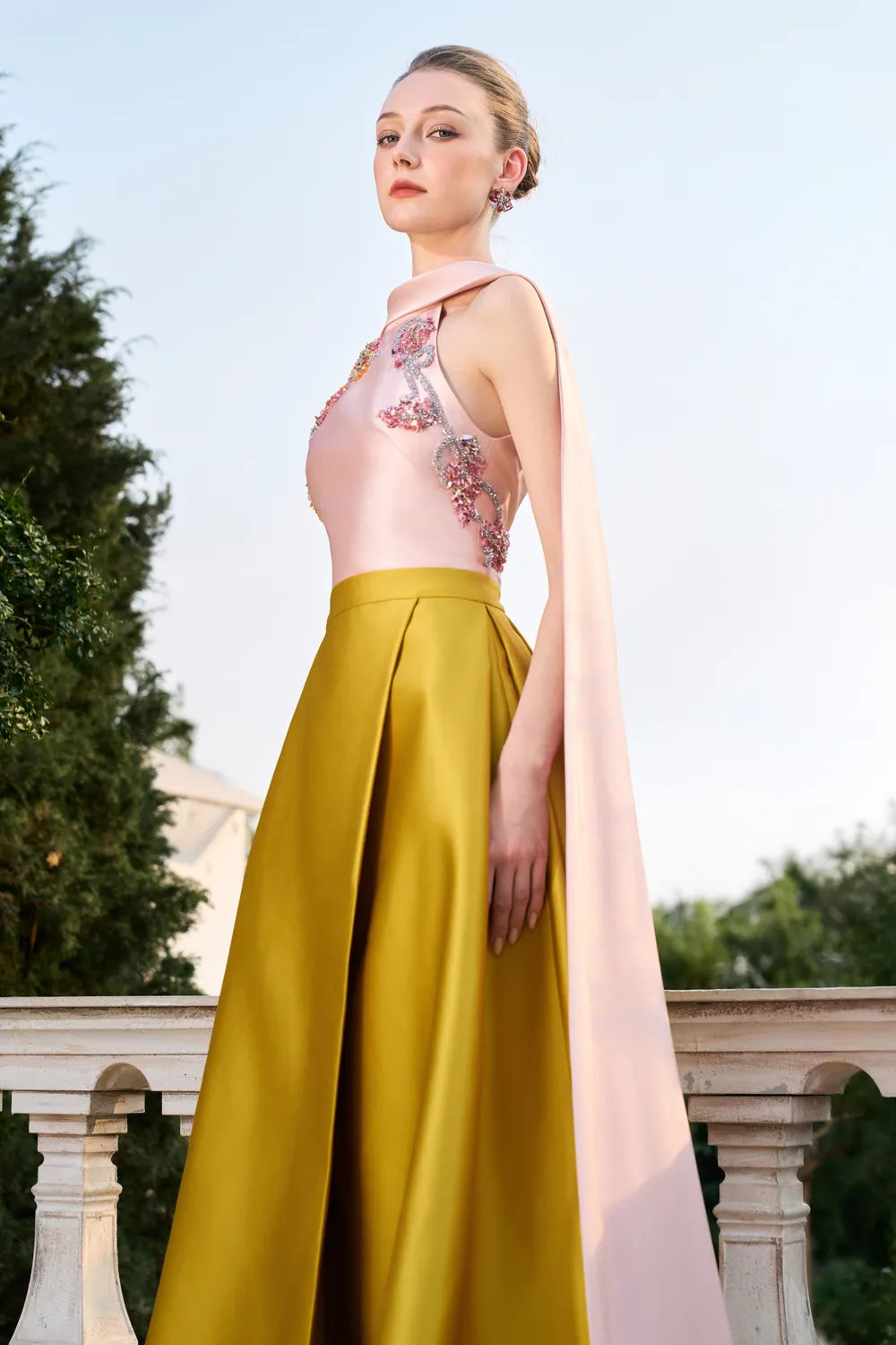 Sleeveless With Long Back Flap Neckline Dress