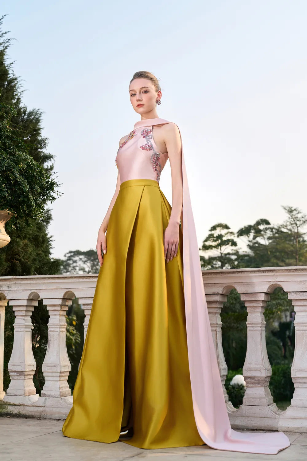 Sleeveless With Long Back Flap Neckline Dress