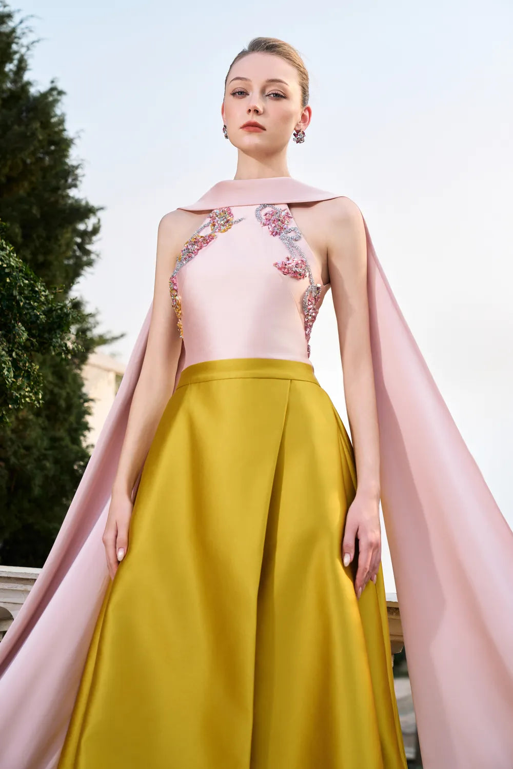 Sleeveless With Long Back Flap Neckline Dress