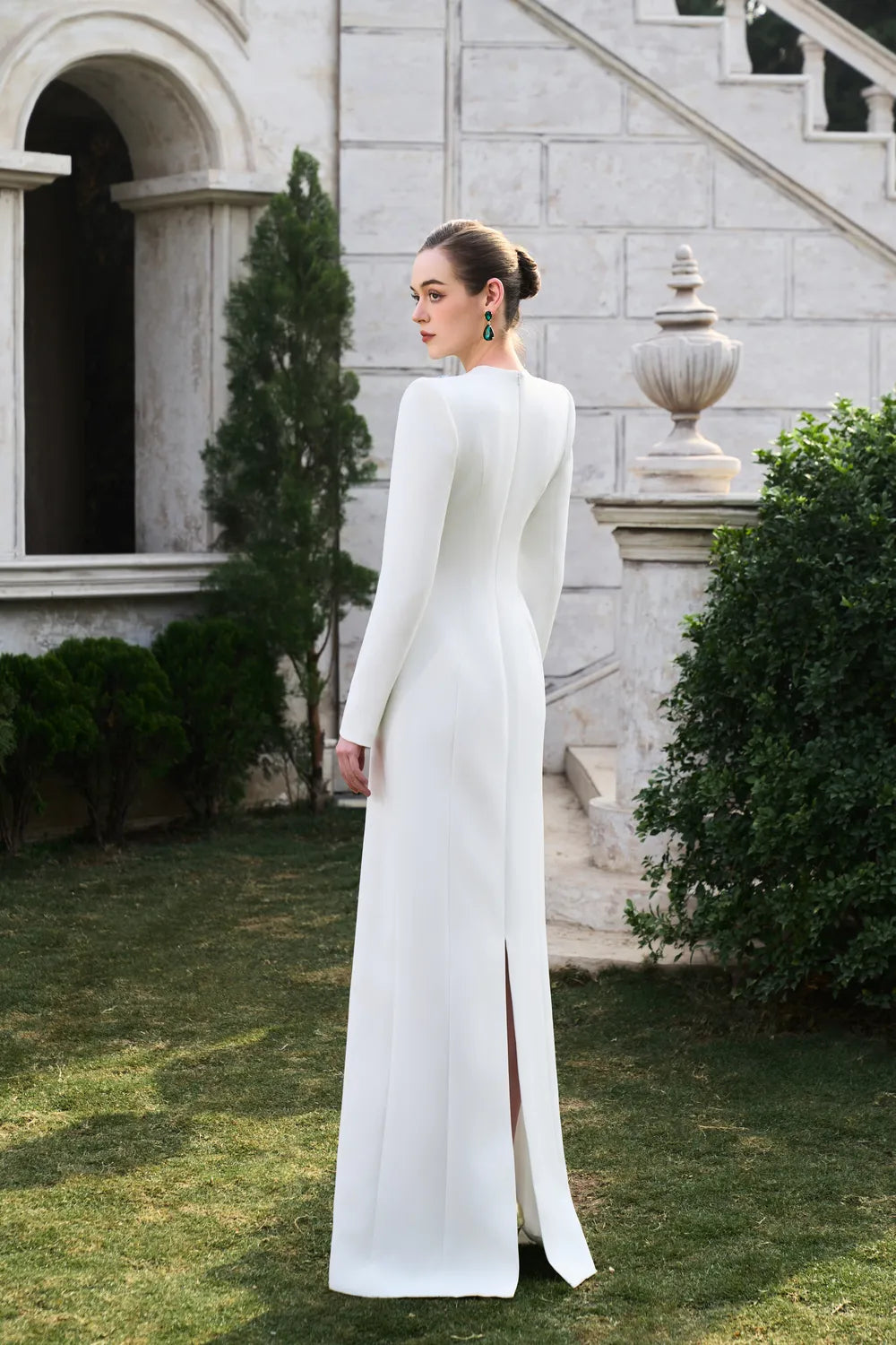 Symmetric Crystal-Embellished Light A-line Dress