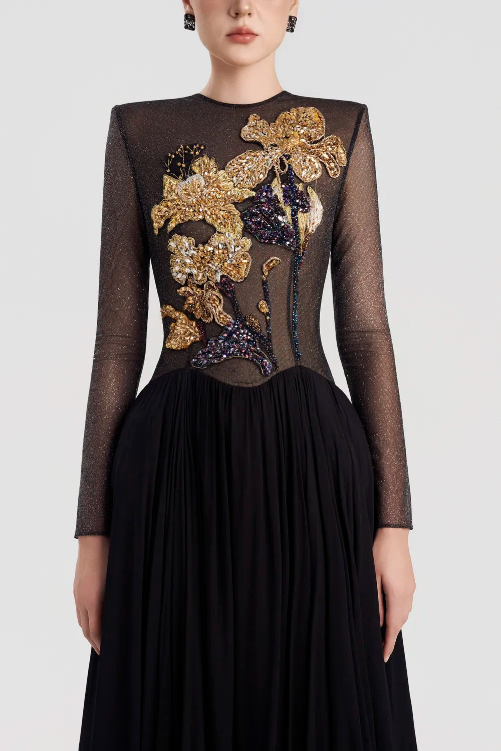 Sparkling See-Through Flared Dress